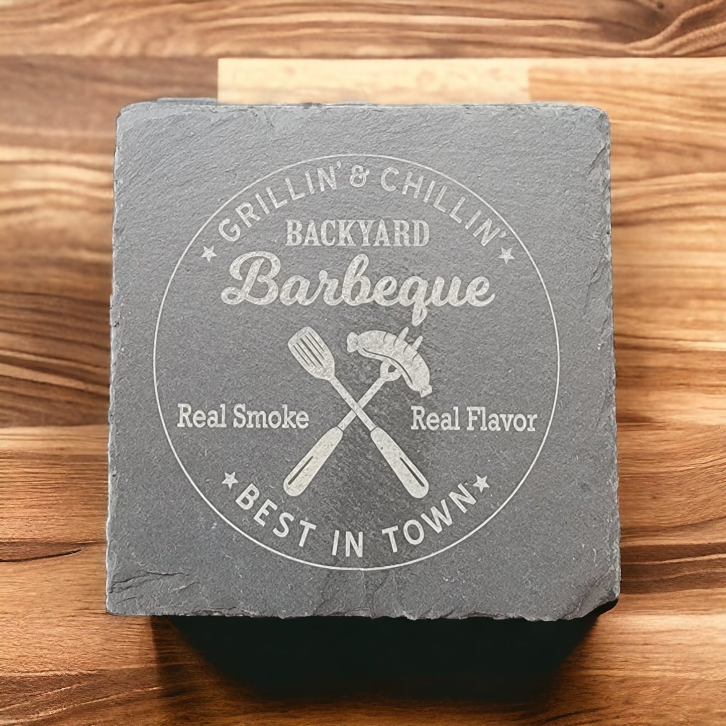 Backyard BBQ Slate Coaster- 4 Pack