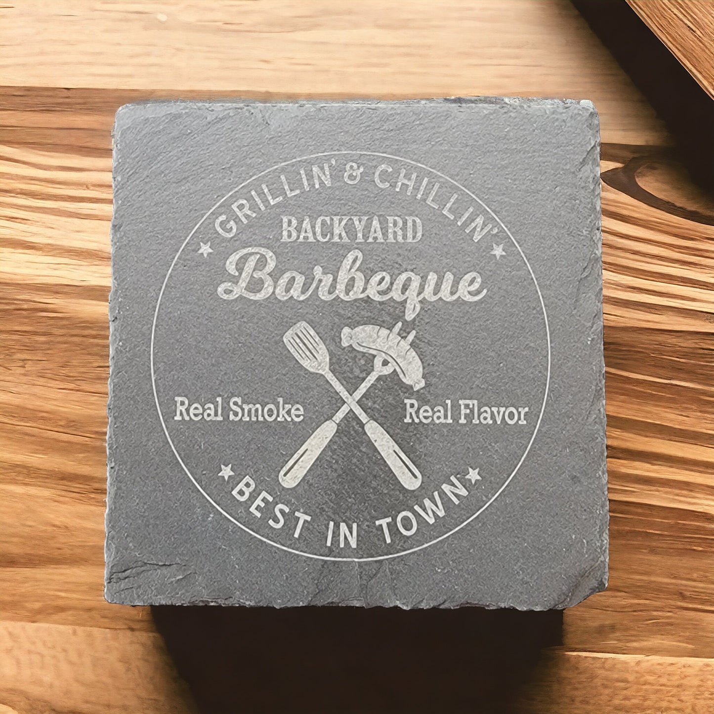 Backyard BBQ Slate Coaster- 4 Pack