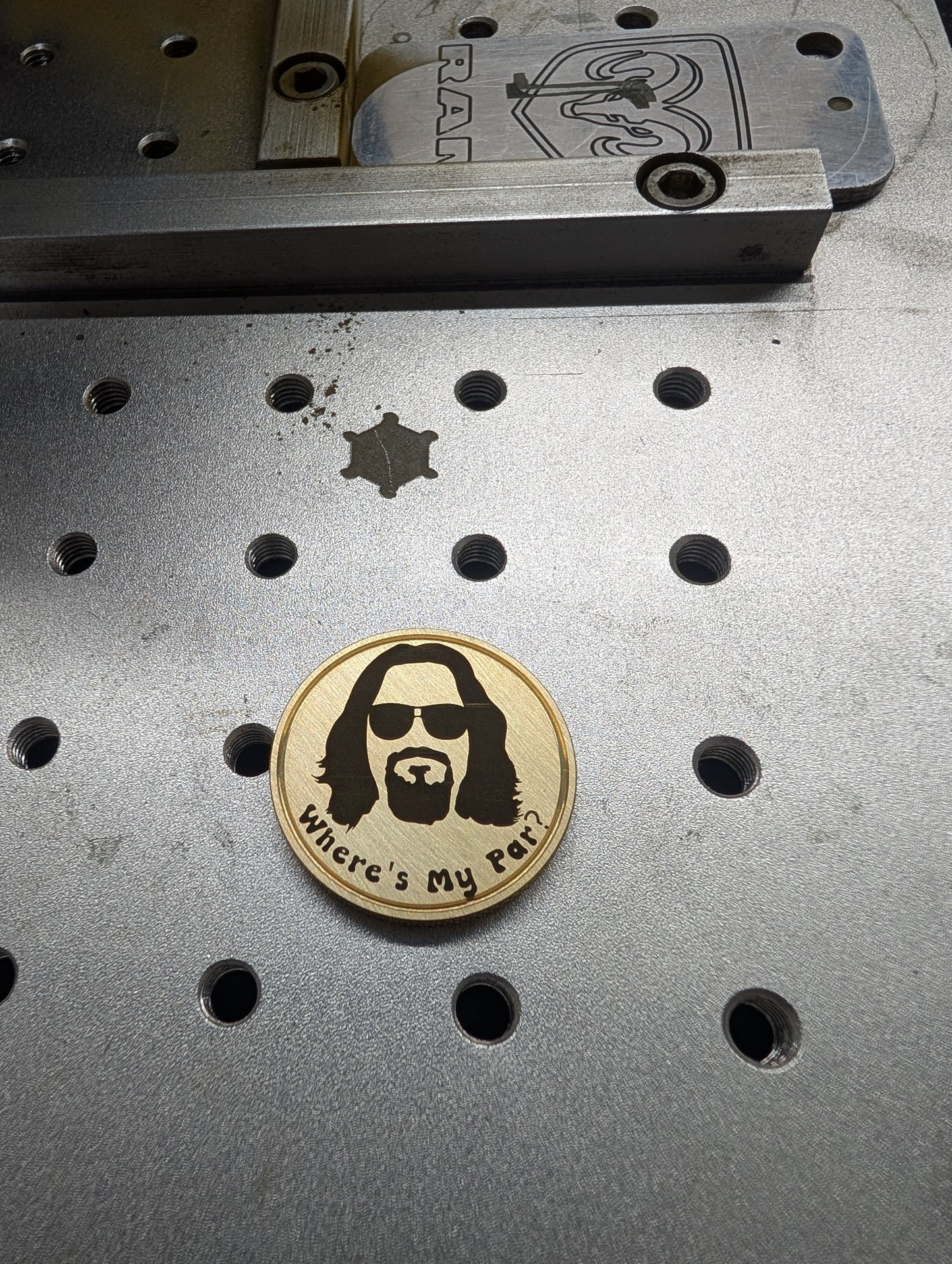 The Dude- Where's My Par CNC Machined Laser Engraved Brass Golf Ball Marker