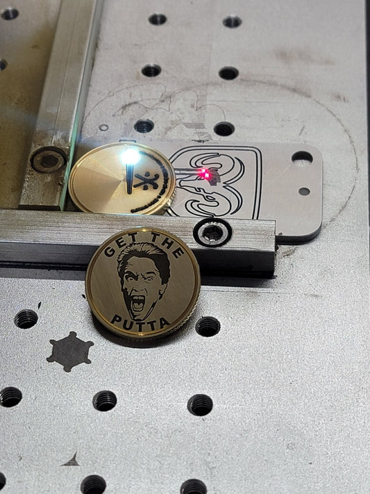 The Schwarzenegger - Laser Engraved CNC Machined Solid Brass Golf Ball Marker - River Valley Laser Works