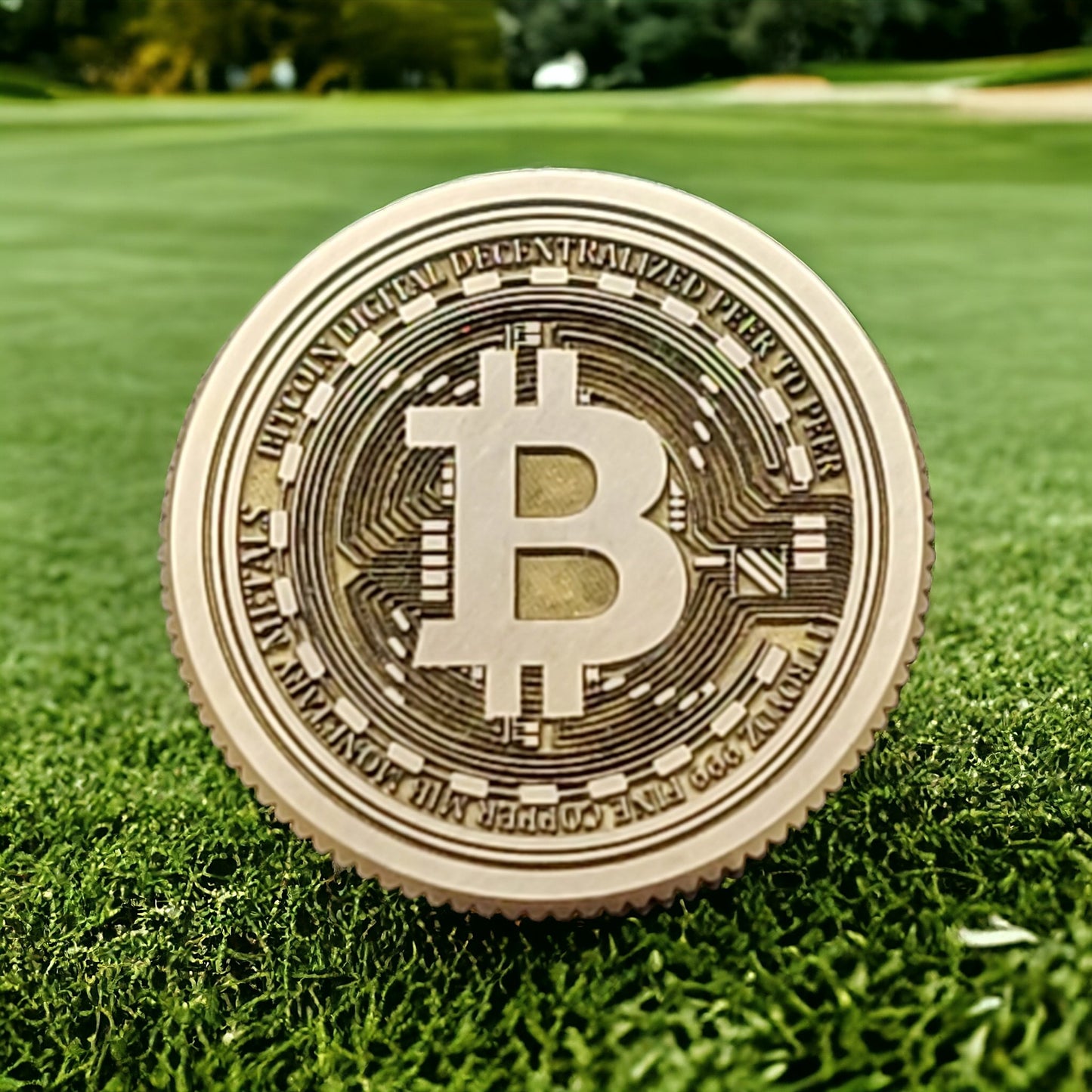 Bitcoin CNC Machined Laser Engraved Solid Brass Golf Ball Marker