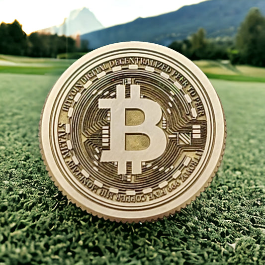 Bitcoin CNC Machined Laser Engraved Solid Brass Golf Ball Marker