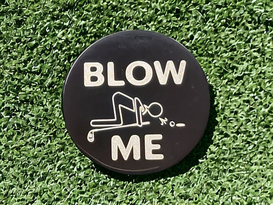 Blow Me Black Stainless Steel Novelty Golf Ball Marker