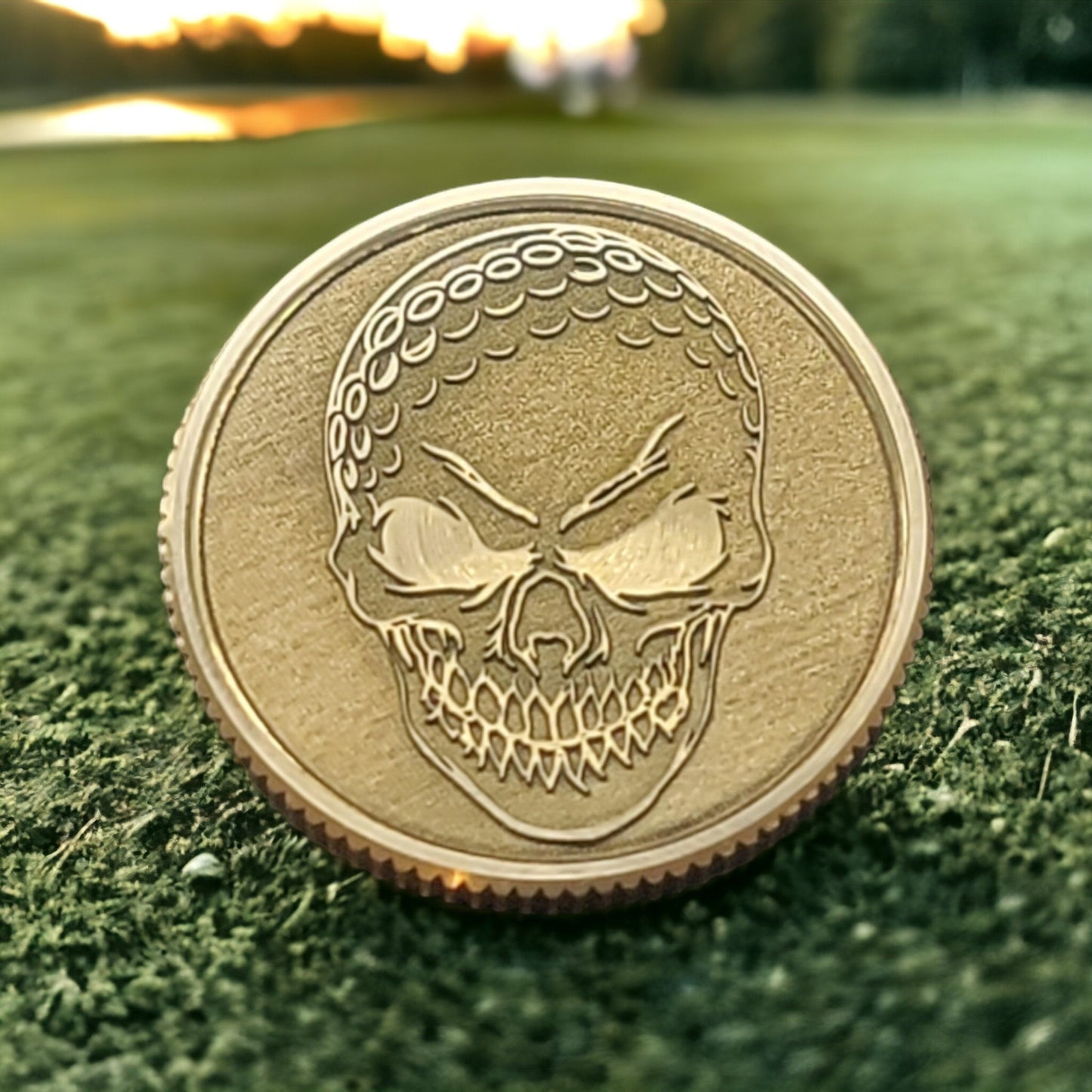 Golf Ball Skull CNC Machined Laser Engraved Solid Brass Golf Ball Marker