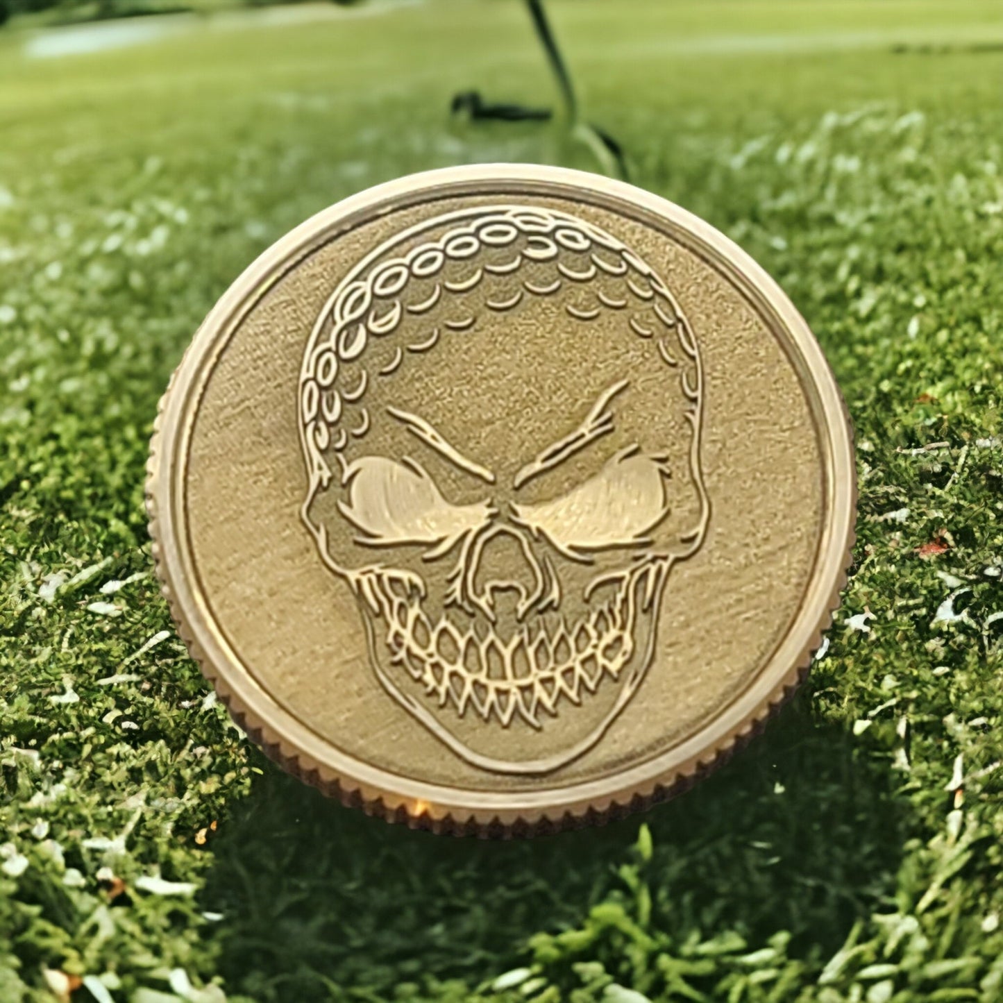 Golf Ball Skull CNC Machined Laser Engraved Solid Brass Golf Ball Marker