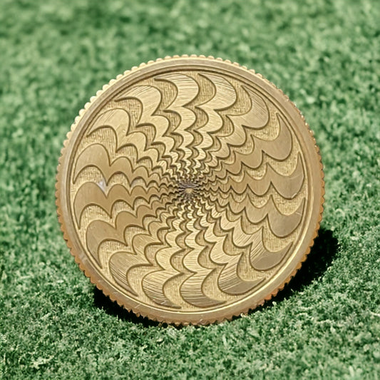 Optical Illusion CNC Machined Laser Engraved Solid Brass Golf Ball Marker