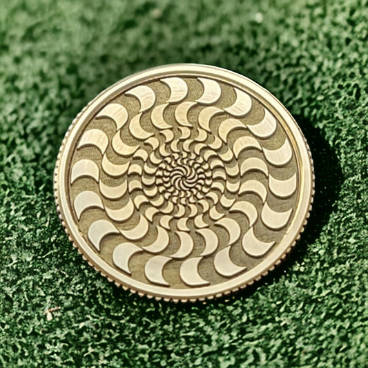 Optical Illusion CNC Machined Laser Engraved Solid Brass Novelty Golf Ball Marker - River Valley Laser Works