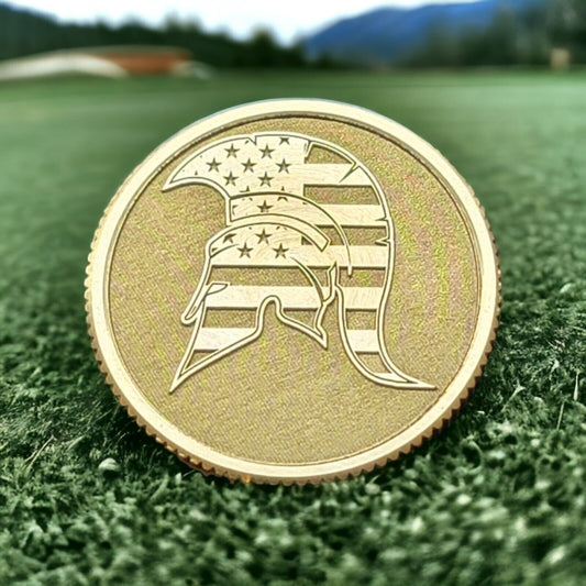 Spartan Helmet CNC Machined Laser Engraved Golf Ball Marker - River Valley Laser Works