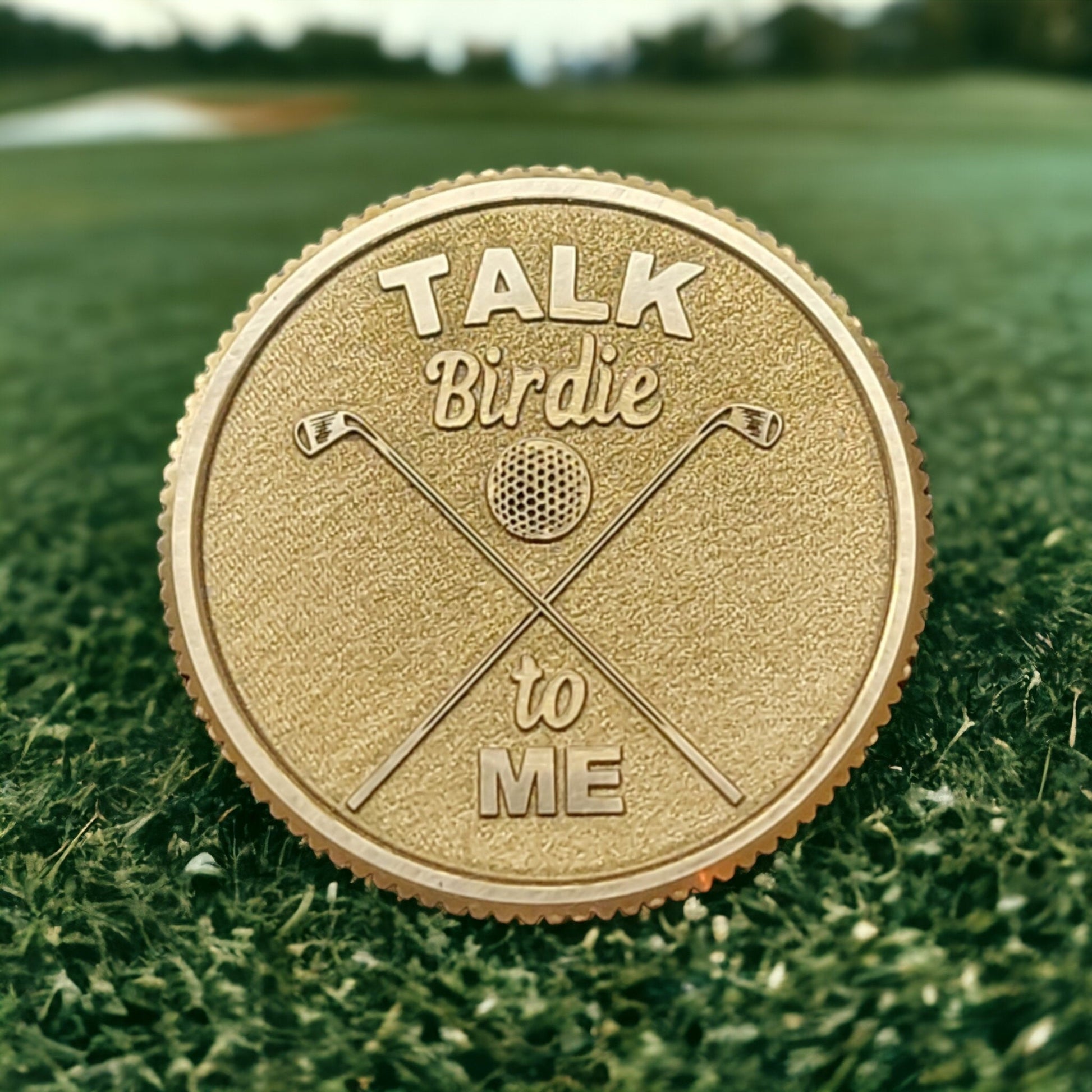Talk Birdie To Me CNC Machined Laser Engraved Solid Brass Golf Ball Marker - River Valley Laser Works