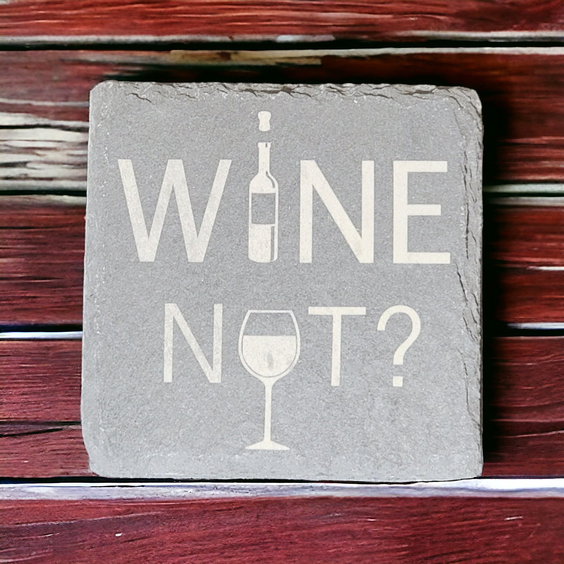 The Wino Pack- 8 Pack of Laser Engraved Slate Coasters - River Valley Laser Works