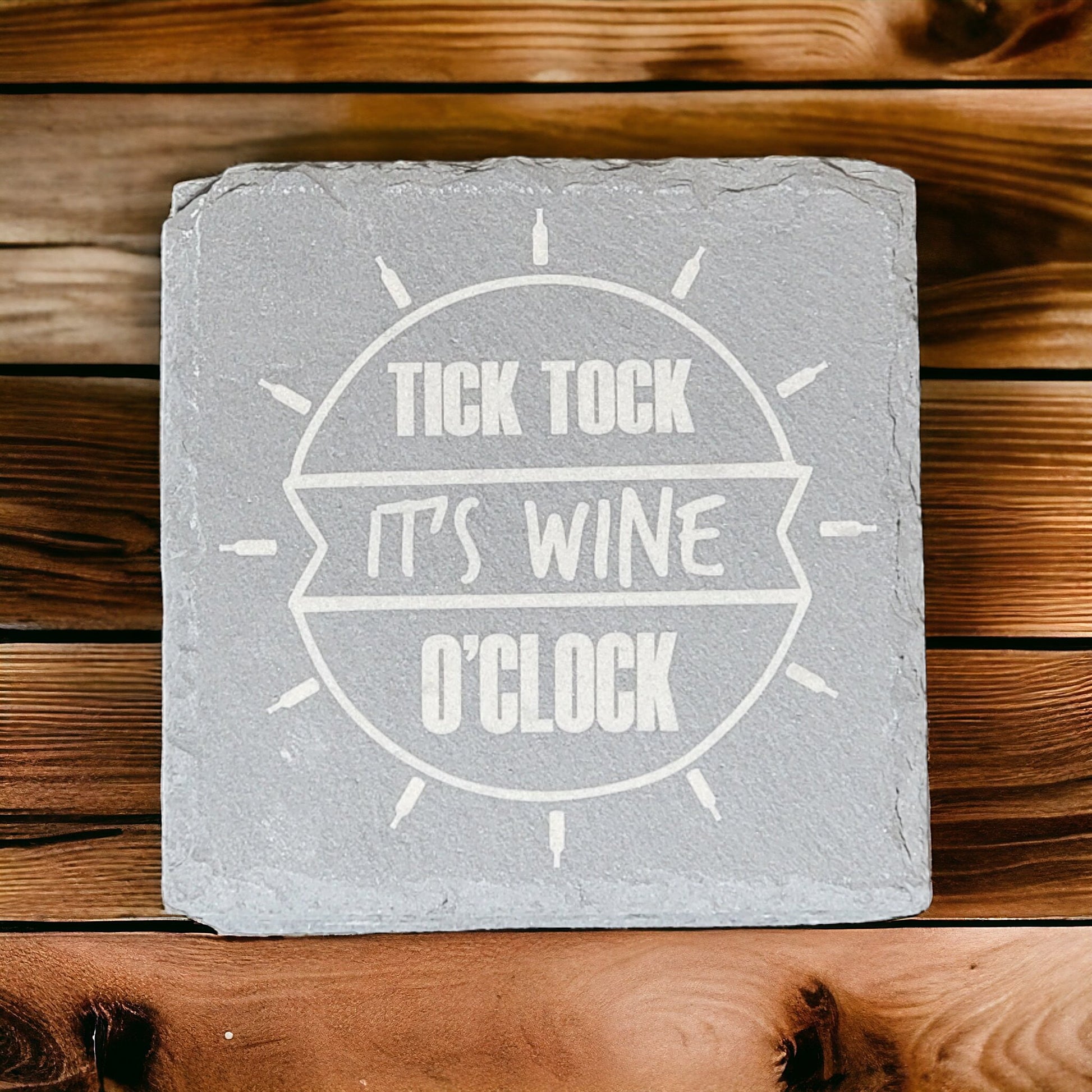 The Wino Pack- 8 Pack of Laser Engraved Slate Coasters - River Valley Laser Works