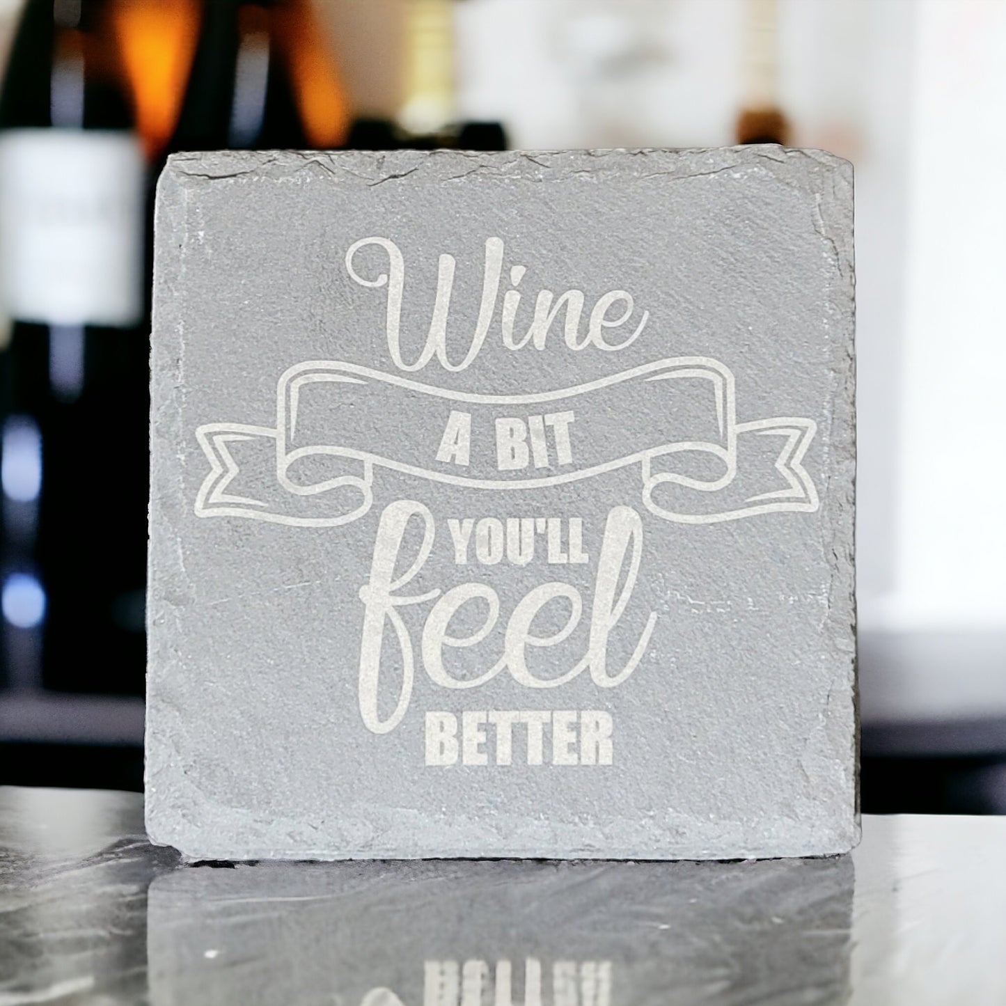 The Wino Pack- 8 Pack of Laser Engraved Slate Coasters - River Valley Laser Works