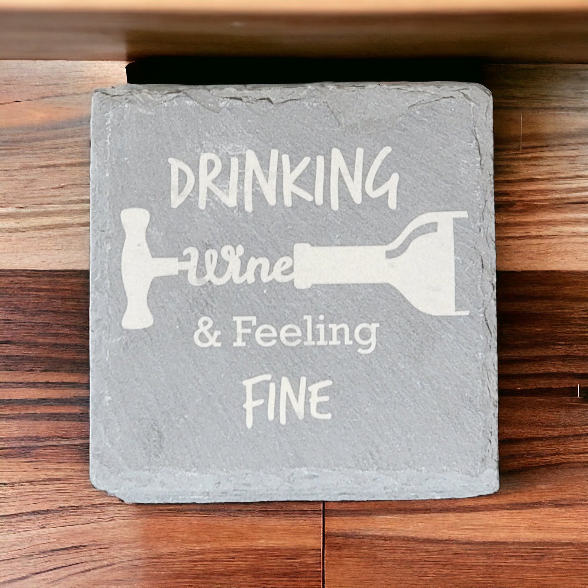 The Wino Pack- 8 Pack of Laser Engraved Slate Coasters - River Valley Laser Works