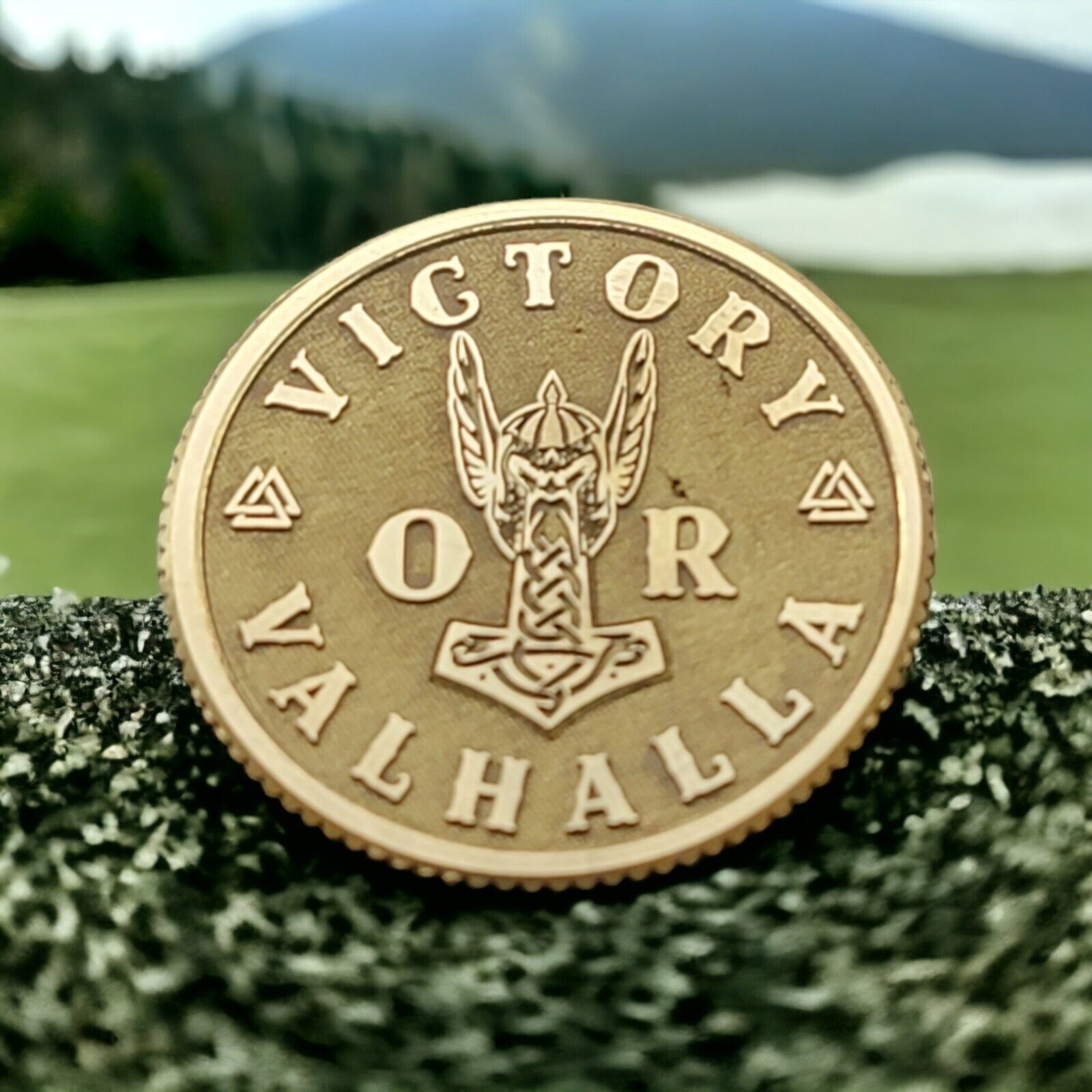 Victory or Valhalla Vikings CNC Machined Laser Engraved Solid Brass Golf Ball Marker - River Valley Laser Works